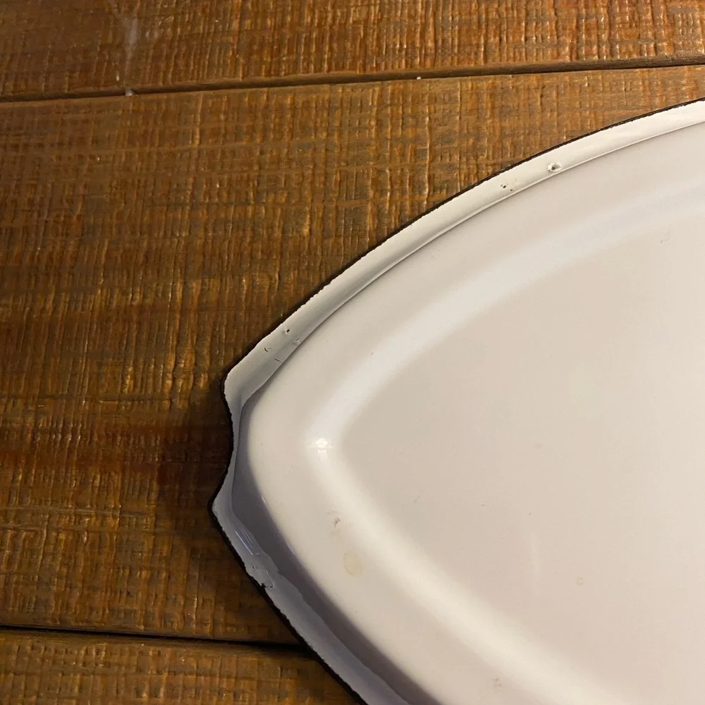 Creative Co-Op Blue and White Enamel Fish-Shaped Dish